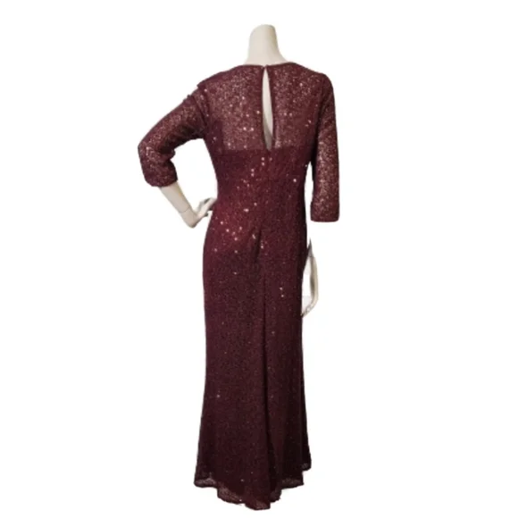 Kay Unger Gown Womens 6 Red Crochet Sequin - Picture 4 of 10